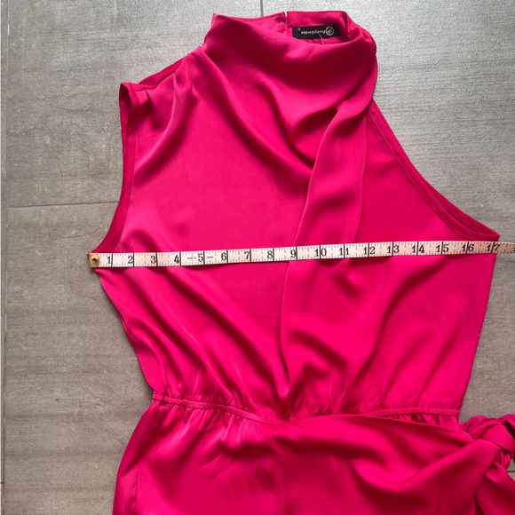 NWT gorgeous pink dress w great style! High neck w one shoulder, faux wrap skirt - Picture 7 of 13